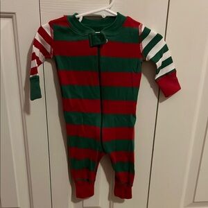 Hanna Andersson Festive Red and Green Striped Footie